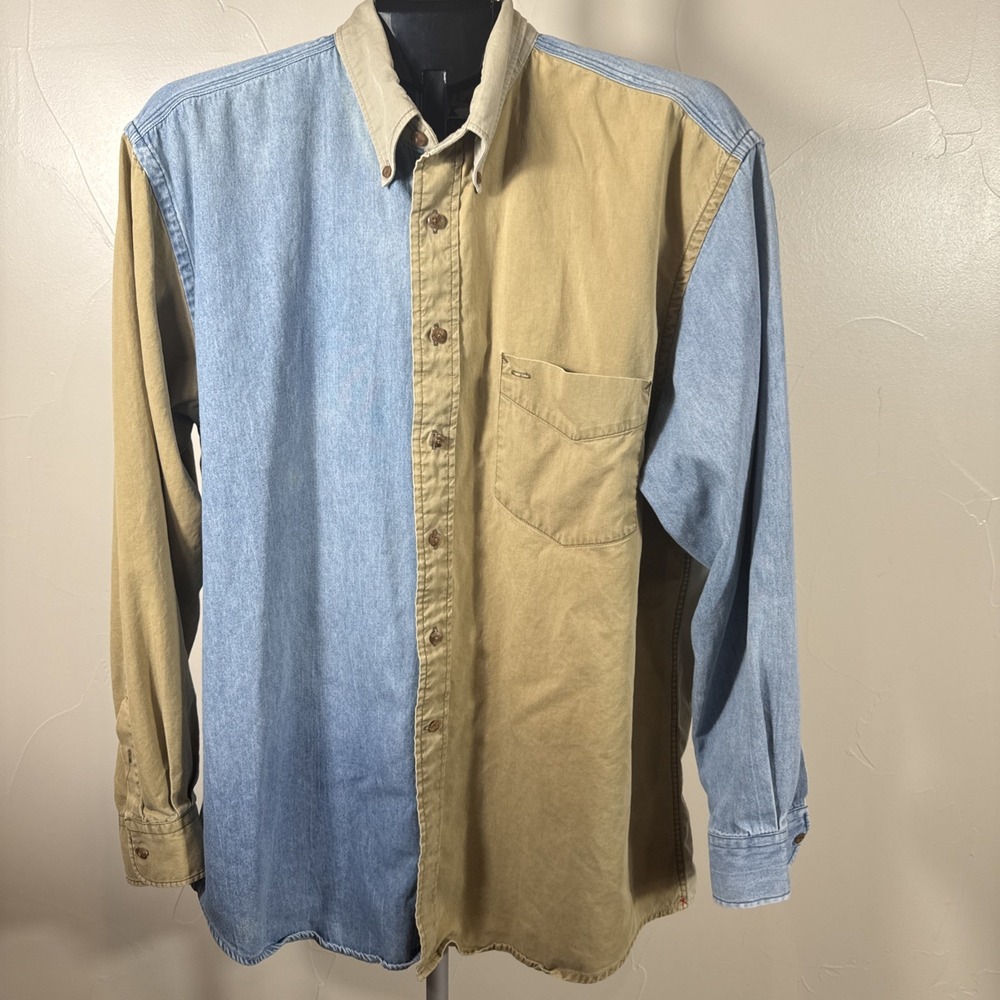 Vintage Cutter Buck Oxford Shirt Men's Large Denim Retro Colorblock Y2k